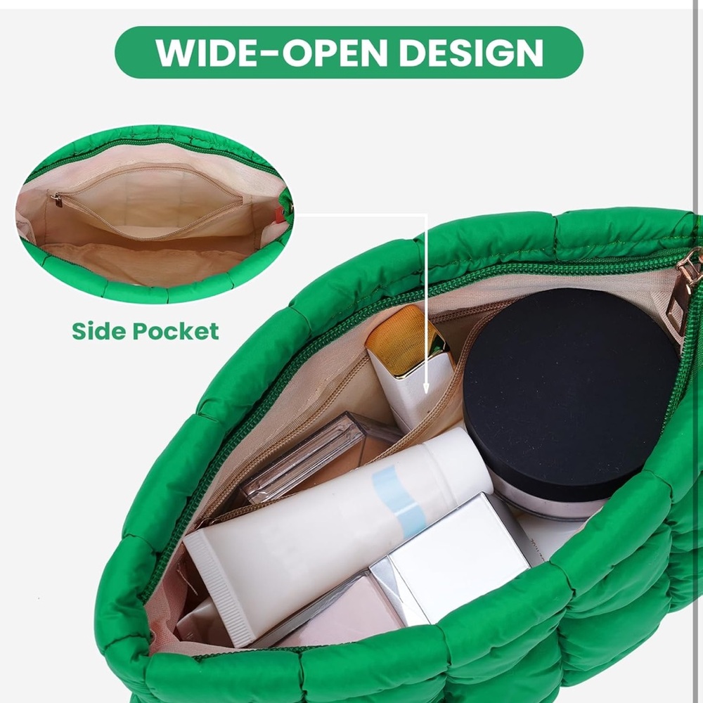 NEW Puffy Emerald Pouch w/ Gold-Tone Hardware - Picture 6 of 7